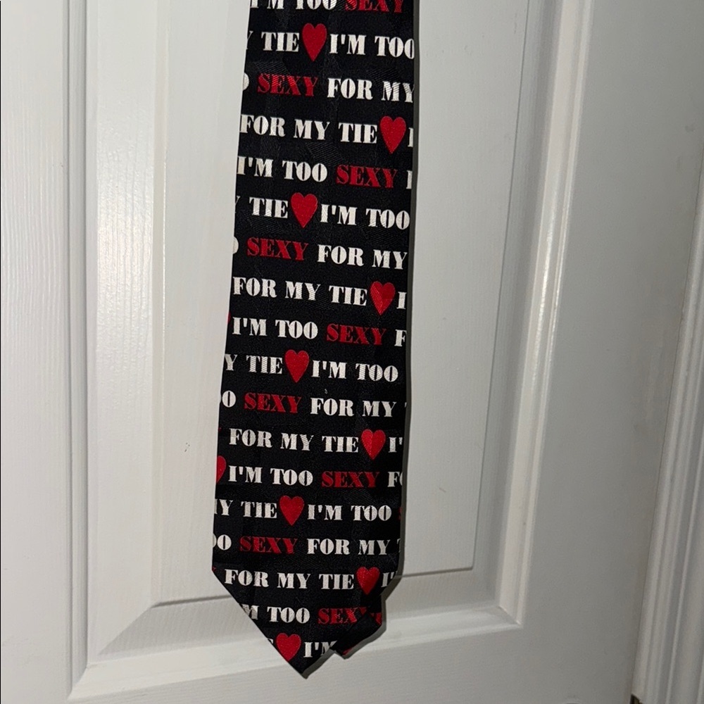Addiction Black & Red “ I’m Too Sexy For My Tie” 100% Silk Neck Tie Funny Ties
